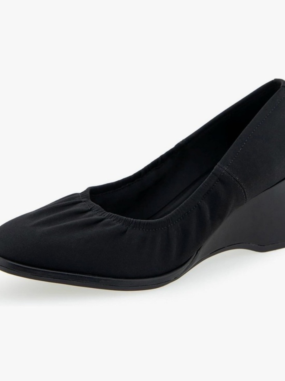 AEROSOLES Black Airlie Elastic-Edge Wedge Pump